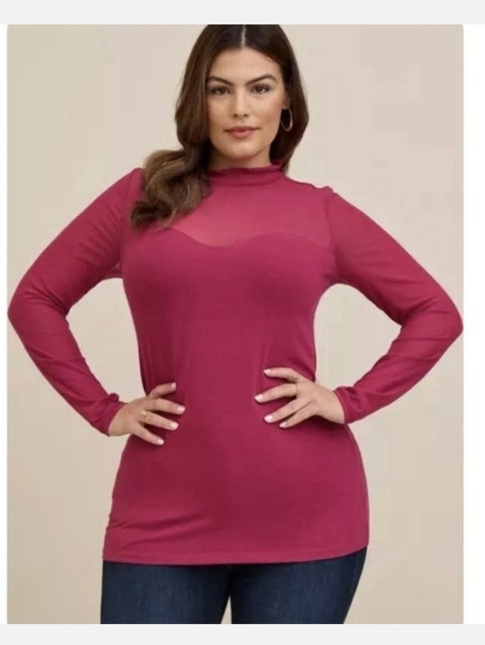 torrid Long Sleeve Mock Neck Top in Berry Purple Pink 6x 28/30